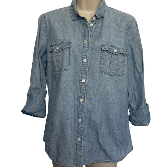 J. Crew Perfect Fit Classic Chambray Shirt - Picture 3 of 5
